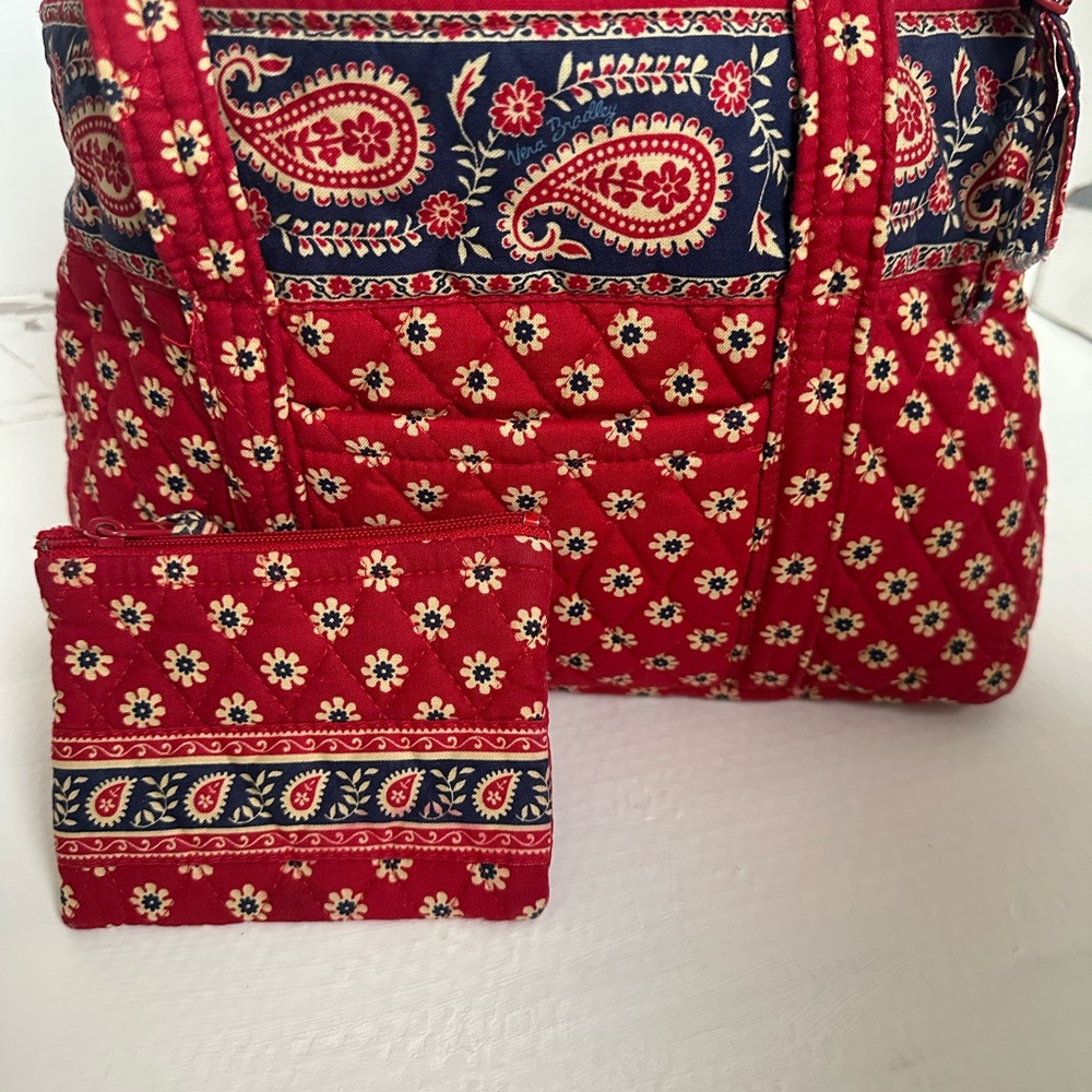 Vera Bradley Red and Blue Paisley Tote